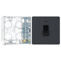 BG Evolve Matt Grey 20A Double Pole Switch with Neon PCDMG31B with 35mm Steel Back Box