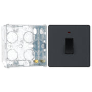 BG Evolve Matt Grey 20A Double Pole Switch with Neon PCDMG31B with 35mm Steel Back Box