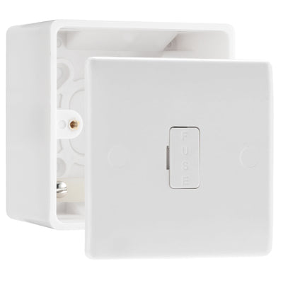 BG Nexus 13A Unswitched Fused Connection Unit White & 50mm Pattress Back Box by British General (BG-854+877)
