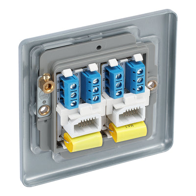 BG MC5BTM2 Metal Clad | 2 Gang Telephone Master Socket by British General (BG-MC5BTM2)