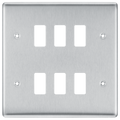 BG RNBS6 Nexus Grid Brushed Steel 6 Module Front Plate