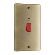 BG NAB72 Nexus Metal | Antique Brass | 2 Gang Double Plate 45A 2 Pole Neon Cooker Switch
