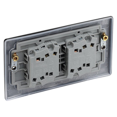 BG Nexus Matt Black 20A 16AX 2 Way Quadruple Light Switch NFB44 with 25mm Steel Back Box
