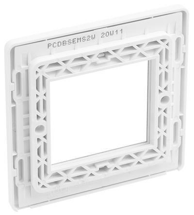 BG PCDBSEMS2W Brushed Steel Evolve 2 Euro Module Front Plate - White Insert