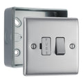 BG Nexus Brushed Steel 13A Switched Fused Connection Unit & Surface Pattress Back Box