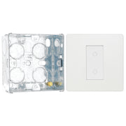 BG Evolve Pearlescent White Single Master Touch Dimmer Switch PCDCLTDM1W with 35mm Steel Back Box