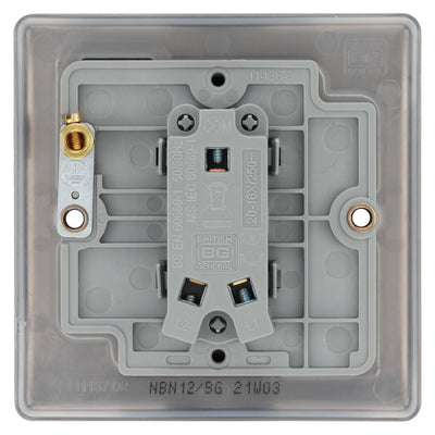 BG Nexus Metal Black Nickel 20A 16AX 2 Way Single Light Switch NBN12 with 35mm Steel Back Box