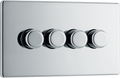 BG Electrical FPC84 Nexus Flatplate Screwless Polished Chrome 4 Gang 200W 2 Way Trailing-Edge Push Dimmer Switch