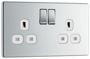 BG FPC22W Nexus Screwless Flat-Plate Double Switched Plug Socket Polished Chrome White Inserts 13A by British General (BG-FPC22W-Shopify-SA_1)