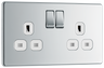 BG FPC22W Nexus Screwless Flat-Plate Double Switched Plug Socket Polished Chrome White Inserts 13A by British General (BG-FPC22W-Shopify-SA_1)