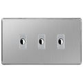 BG Nexus Screwless Brushed Steel 3 Gang Flex Outlet Socket