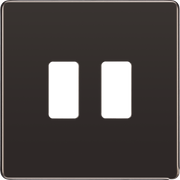 BG RFBN2 Nexus Screwless Grid Black Nickel 2 Module Front Plate by British General (BG-RFBN2-Shopify-SA_1)