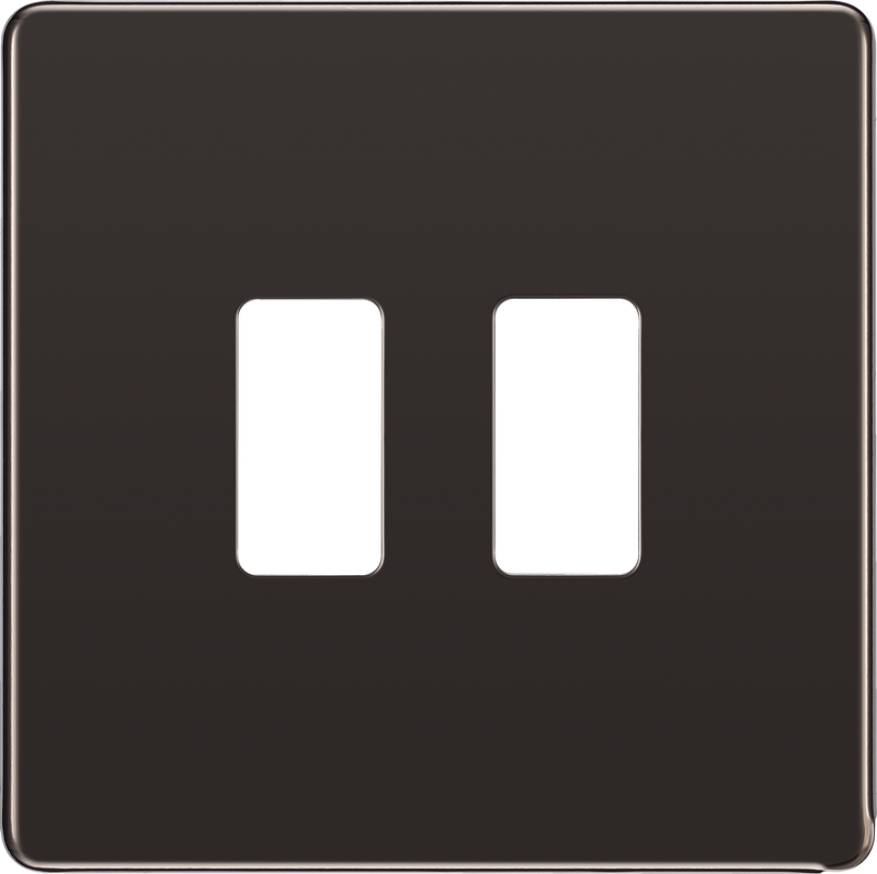 BG RFBN2 Nexus Screwless Grid Black Nickel 2 Module Front Plate