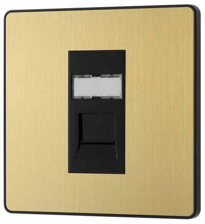 BG Evolve PCDSBRJ451B Satin Brass RJ45 Cat6-Black Insert