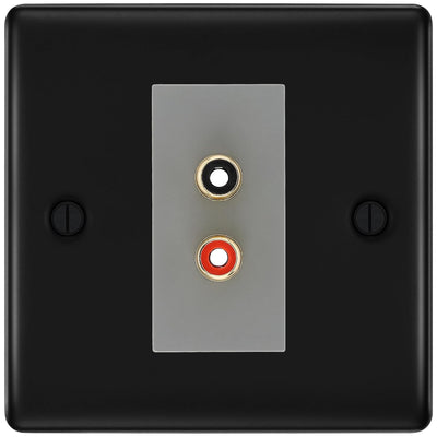 BG Nexus Matt Black Euro Module RCA X 2 Outlet NFBRCA2G by British General (BG-NFBRCA2G)