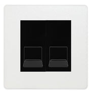 BG Evolve Pearlescent White Double RJ11 Telephone Socket PCDCLRJ112 - Black Insert by British General (BG-PCDCLRJ112B)