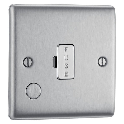 BG Nexus Brushed Steel 13A Unswitched Spur + Cable Outlet NBS55 with 35mm Steel Back Box