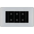 BG Nexus Screwless Polished Chrome Triple Secondary Touch Dimmer Switch - Black Insert