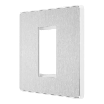 BG Evolve Brushed Steel Single Secondary Telephone Socket, Screw Terminal - White Insert