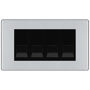 BG Screwless Polished Chrome 4 Gang IDC Secondary Telephone Socket - Black Insert by British General (BG-FPCBTS4B)