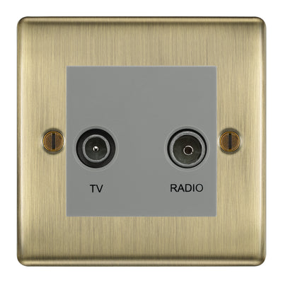 BG Nexus Metal Antique Brass TV & FM Socket NAB66G by British General (BG-NAB66G)