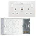 BG Evolve Pearlescent White Double USB Socket with WiFi Extender PCDCL22UWRW with 35mm Steel Back Box
