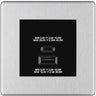 BG Brushed Steel 45W USB Wall Socket Euro Module USB-A & C - Black Insert by British General (BG-FBSEMS2+EMUSBAC45B)