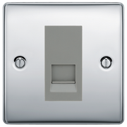 BG Nexus Polished Chrome Single Master Telephone Socket, Screw Terminal - Grey Inserts by British General (BG-NPCBTMS1G)