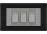 BG Nexus Matt Black 3G Switch 1x Intermediate 2x 2 Way Switch - Grey Insert by British General (BG-Nexus-FB-3G-Combo-2x 2WAY-1x INT-GR)