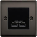BG Nexus Metal Black Nickel Dual USB Charger 3.1A Output Socket - Black Insert