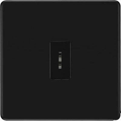 BG Screwless Matt Black 1 Gang 20 Amp Double Pole Secret Key Grid Switch by British General (BG-FFB30KY)