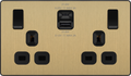 BG Evolve PCDSB22UAC22B 13A Double Switched Socket + USB A+C (22W) - Satin Brass