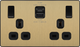 BG Evolve PCDSB22UAC22B 13A Double Switched Socket + USB A+C (22W) - Satin Brass