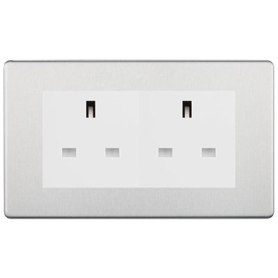 BG Screwless Brushed Steel 4 Gang 13A Unswitched Socket -FBS4GUSSW by British General (BG-FBS4GUSSW)