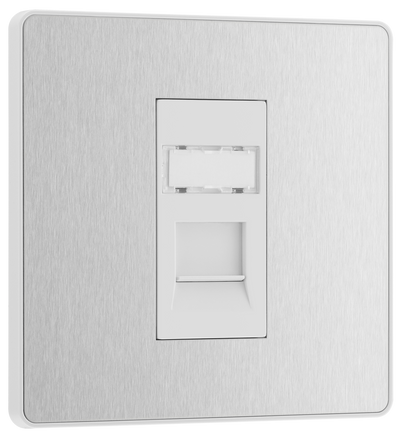 BG PCDBSRJ451W Brushed Steel Evolve RJ45 Cat6 Data Outlet - White Insert by British General (BG-PCDBSRJ451W-Shopify-SA_1)