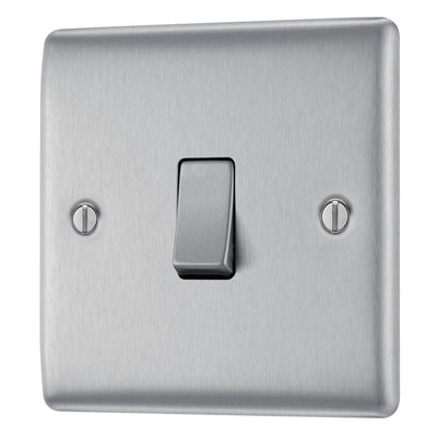 BG Nexus Brushed Steel 20A Intermediate Light Switch NBS13 with 25mm Steel Back Box