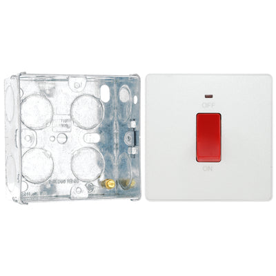 BG Evolve Pearlescent White 45A DP Single Plate + Neon PCDBC74B with 35mm Steel Back Box
