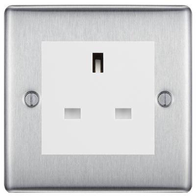 BG Nexus Brushed Steel 13A Unswitched Socket NBSUSSW by British General (BG-NBSUSSW)