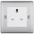 BG Nexus Brushed Steel 13A Unswitched Socket NBSUSSW