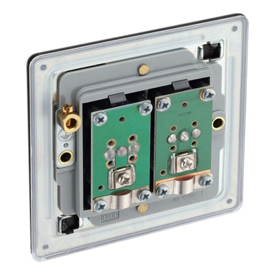 BG Screwless Matt Black 2 Gang Coaxial TV Socket FFB61 with 25mm Steel Back Box