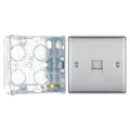 BG Nexus Brushed Steel Single Slave Telephone Socket NBSBTS1 With 35mm Steel Back Box