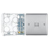 BG Nexus Brushed Steel Single Slave Telephone Socket NBSBTS1 With 35mm Steel Back Box