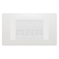 BG Evolve Pearlescent White 3 Gang Master Telephone Socket, Screw Terminal - White Insert