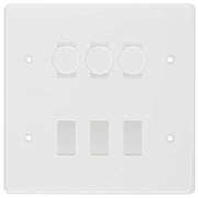 BG Nexus White Moulded 6 Gang Switch 3x Trailing Edge LED Dimmer 3x Intermediate Custom Grid Switch by British General (BG-Nexus-WM-6G-CUSTOM-3x-Dimmer-3x-INT)