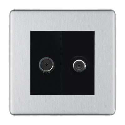 BG Flatplate Screwless Brushed Steel TV & Satellite Socket FBS65B by BG Nexus (BG-FBS65B)