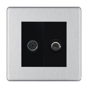 BG Flatplate Screwless Brushed Steel TV & Satellite Socket FBS65B by BG Nexus (BG-FBS65B)
