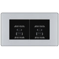 BG Screwless Polished Chrome 4G Faceplate with 45W USB A+C Charger Modules – Black Insert
