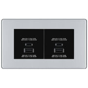 BG Screwless Polished Chrome 4G Faceplate with 45W USB A+C Charger Modules – Black Insert by British General (BG-FPCEMR4+EMUSBAC45B)
