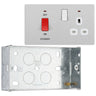 BG Evolve Brushed Steel 45A Switch 13A Switched Socket Cooker Control Unit PCDBS70W with 25mm Steel Back Box