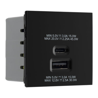 BG Evolve Polished Copper 4G Faceplate with 45W USB A+C Charger Modules – Black Insert